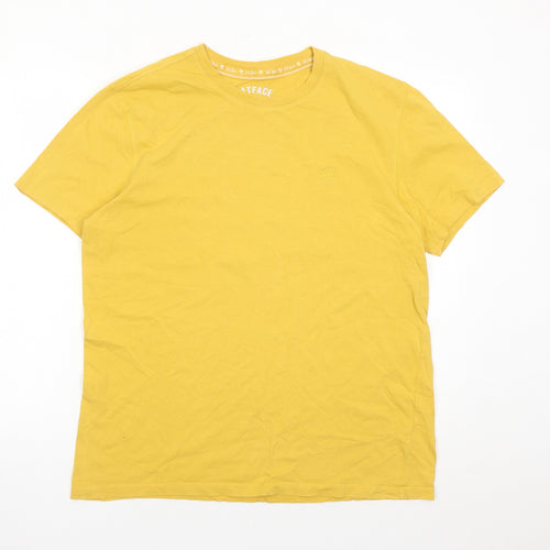 Fat Face Mens Yellow Cotton T-Shirt Size L Crew Neck