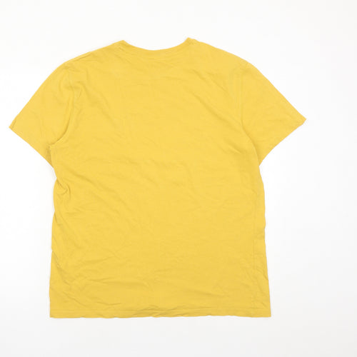 Fat Face Mens Yellow Cotton T-Shirt Size L Crew Neck