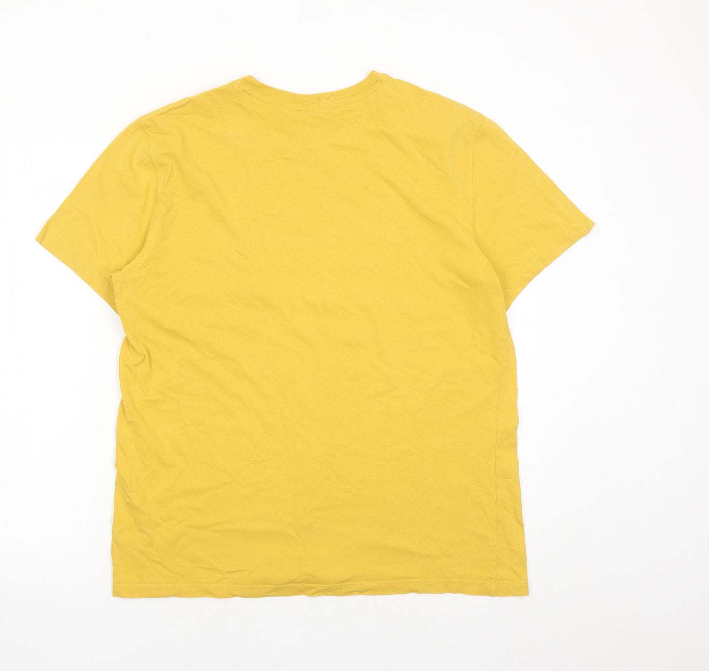 Fat Face Mens Yellow Cotton T-Shirt Size L Crew Neck