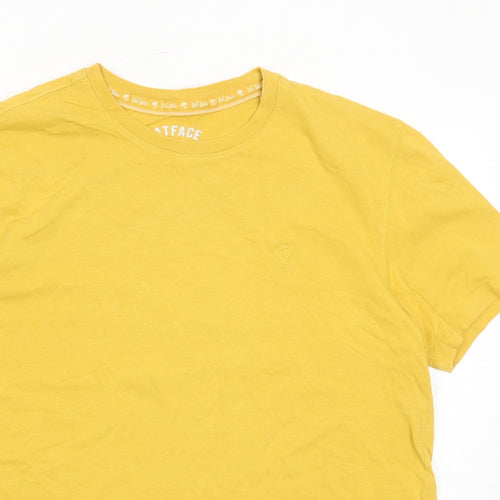 Fat Face Mens Yellow Cotton T-Shirt Size L Crew Neck