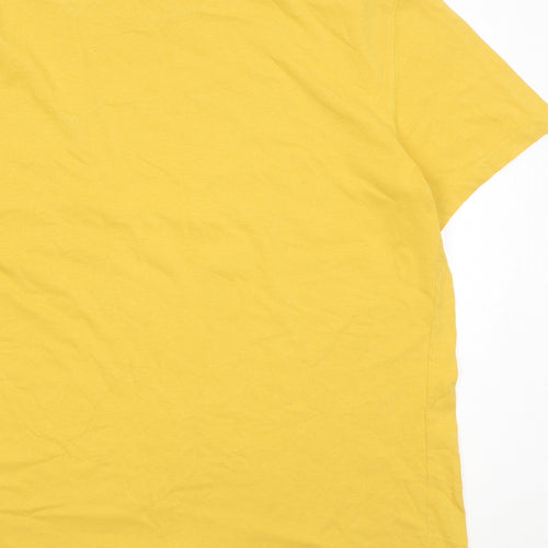 Fat Face Mens Yellow Cotton T-Shirt Size L Crew Neck