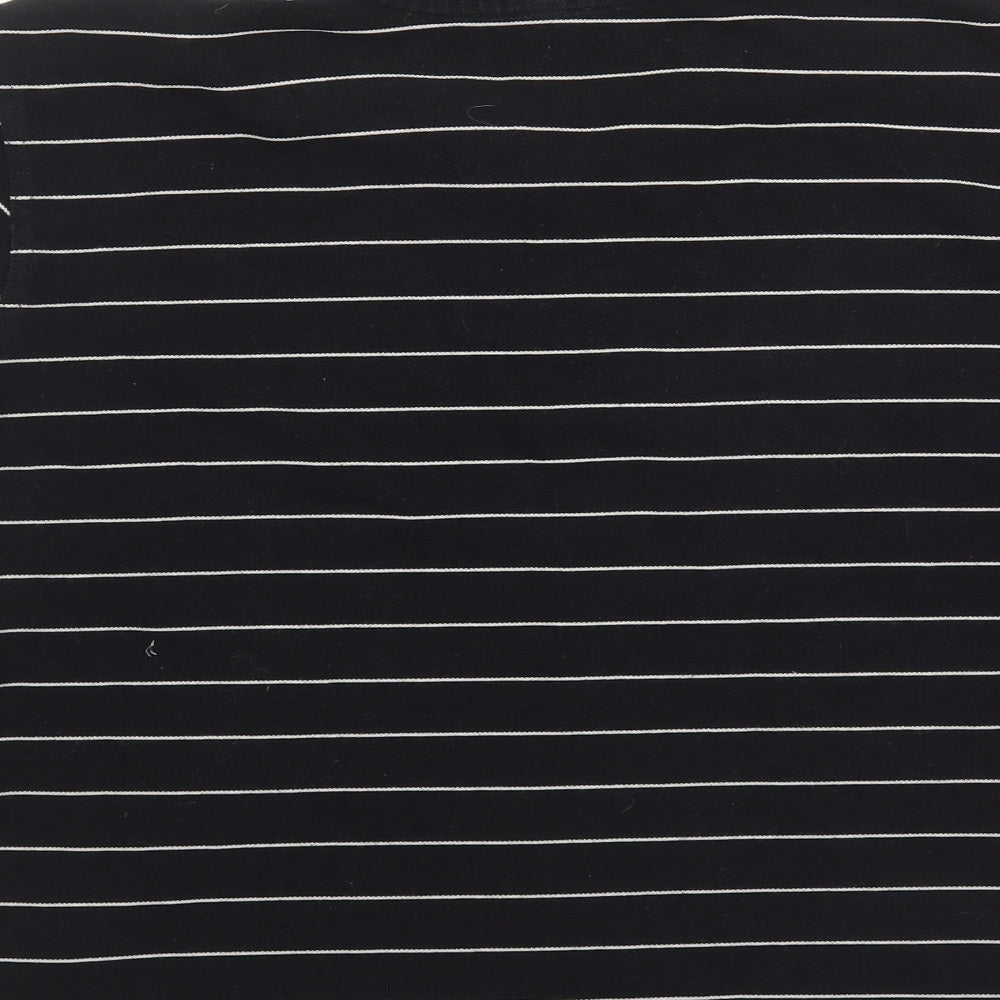 Divided by H&M Mens Black Striped Cotton Polo Size L Collared Button