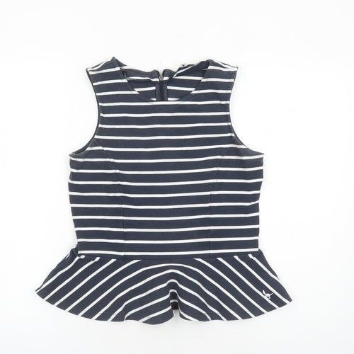 Jack Wills Womens Blue Striped Cotton Basic Tank Size 10 Round Neck - Peplum Style