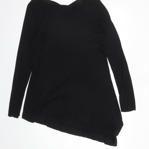 NEXT Womens Black Viscose Basic T-Shirt Size 16 Boat Neck - Asymmetrical