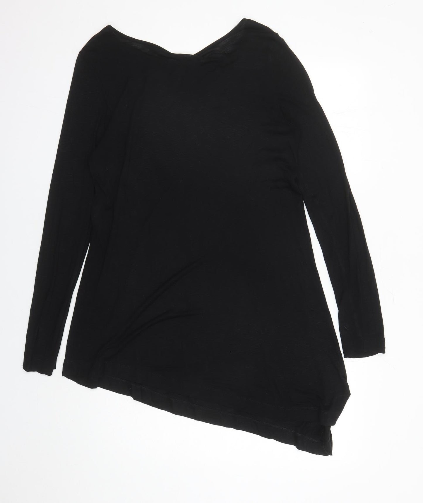 NEXT Womens Black Viscose Basic T-Shirt Size 16 Boat Neck - Asymmetrical