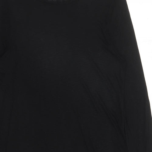 NEXT Womens Black Viscose Basic T-Shirt Size 16 Boat Neck - Asymmetrical
