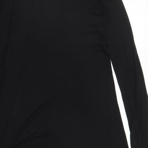 NEXT Womens Black Viscose Basic T-Shirt Size 16 Boat Neck - Asymmetrical