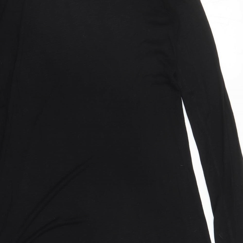 NEXT Womens Black Viscose Basic T-Shirt Size 16 Boat Neck - Asymmetrical