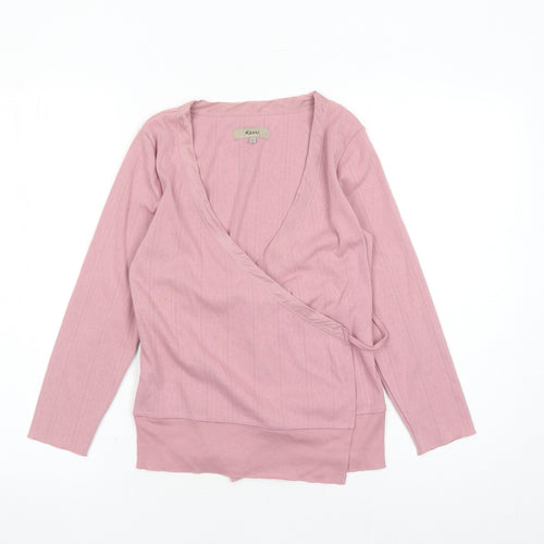 KEW Womens Pink Geometric Cotton Wrap Blouse Size S V-Neck