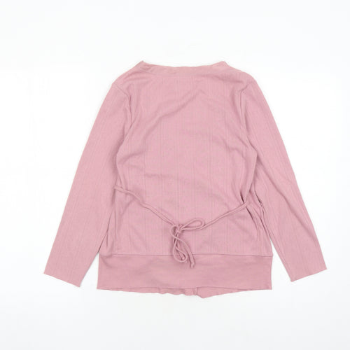 KEW Womens Pink Geometric Cotton Wrap Blouse Size S V-Neck