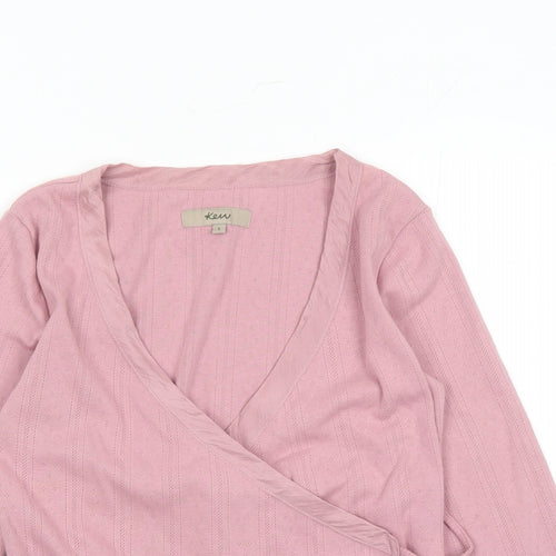 KEW Womens Pink Geometric Cotton Wrap Blouse Size S V-Neck