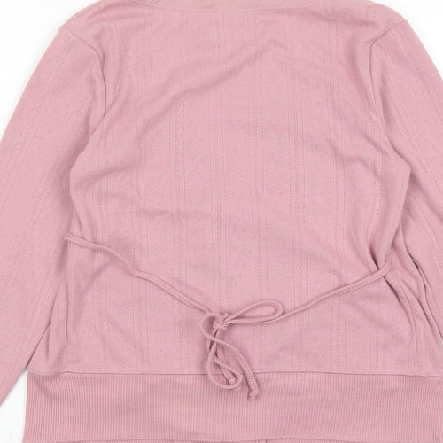 KEW Womens Pink Geometric Cotton Wrap Blouse Size S V-Neck