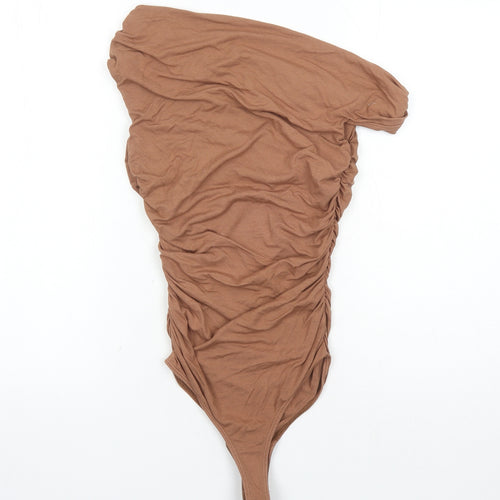 Agolde Womens Brown Modal Bodysuit One-Piece Size XS Snap - Ruched Detail