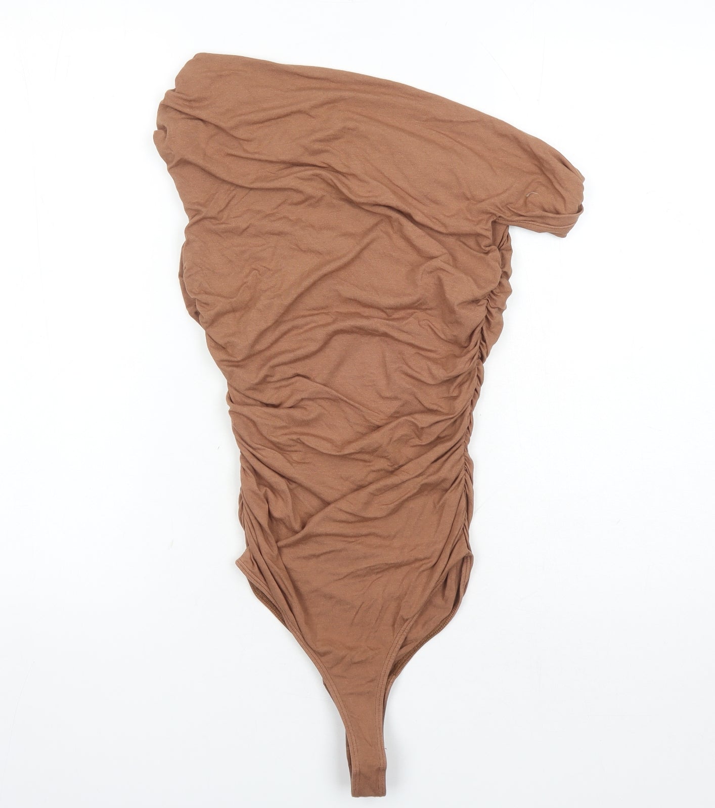 Agolde Womens Brown Modal Bodysuit One-Piece Size XS Snap - Ruched Detail