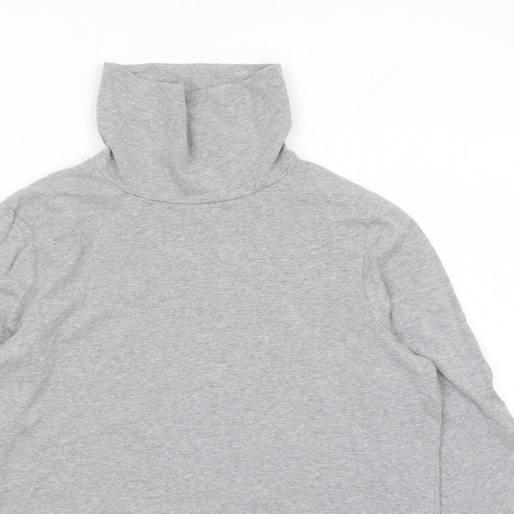 John lew Womens Grey Cotton Basic T-Shirt Size 14 High Neck