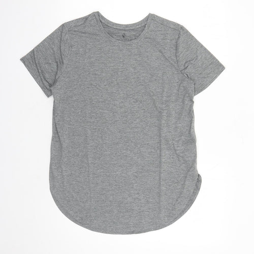 Skechers Womens Grey Polyester Basic T-Shirt Size M Round Neck Pullover