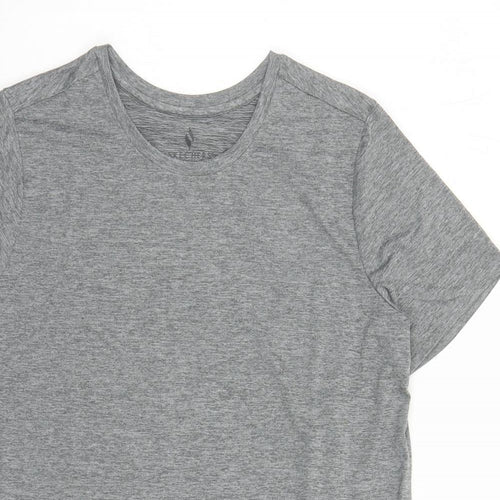 Skechers Womens Grey Polyester Basic T-Shirt Size M Round Neck Pullover