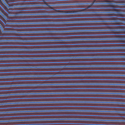 Marks and Spencer Mens Multicoloured Striped Cotton T-Shirt Size M Round Neck