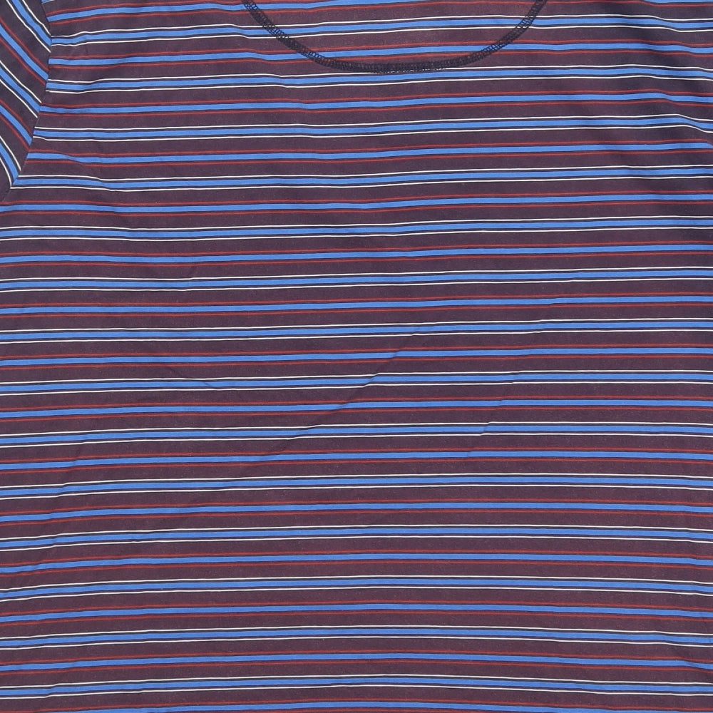 Marks and Spencer Mens Multicoloured Striped Cotton T-Shirt Size M Round Neck