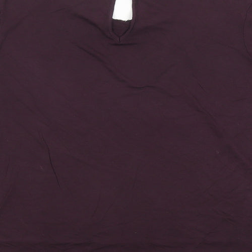 NEXT Womens Purple Viscose Basic T-Shirt Size 12 Round Neck - Beaded Neckline