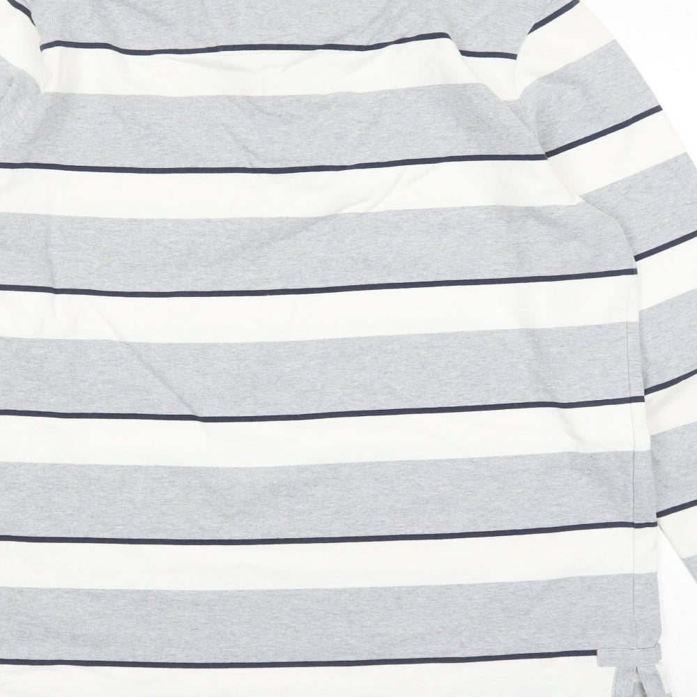 Crew Clothing Mens Grey Striped Cotton Polo Size XL Collared Button