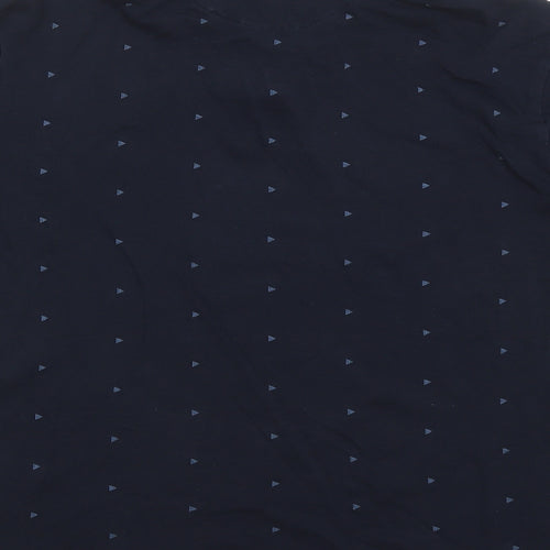 Marks and Spencer Mens Blue Geometric Cotton Polo Size L Collared Button