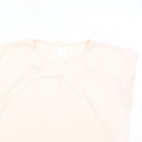 Littlewoods Womens Pink Polyester Basic T-Shirt Size 16 Round Neck - Embroidered Detail Vintage