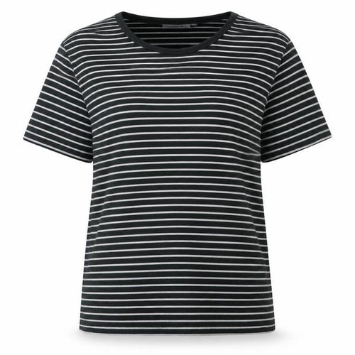 Yessica Womens Green Striped 100% Cotton Basic T-Shirt Size XL Round Neck