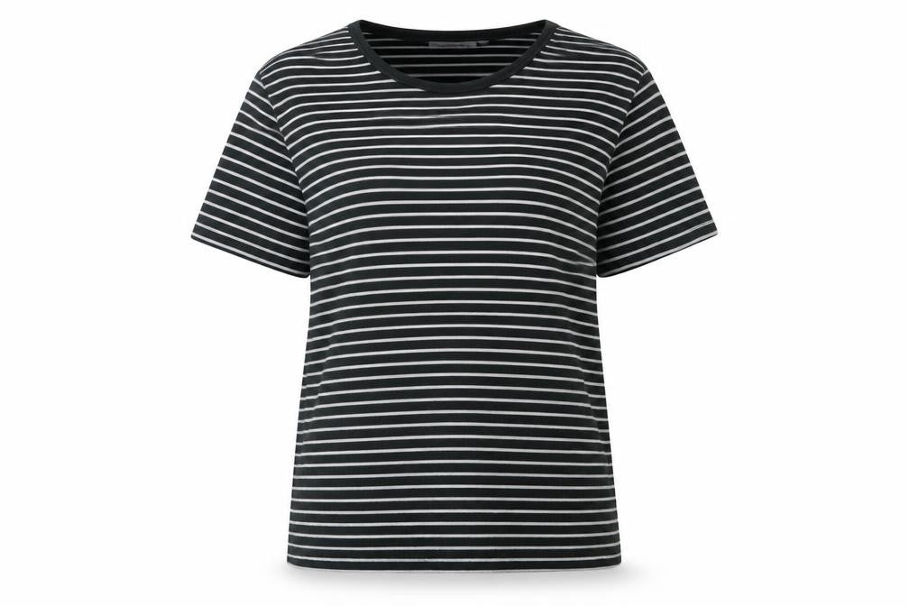 Yessica Womens Green Striped 100% Cotton Basic T-Shirt Size XL Round Neck