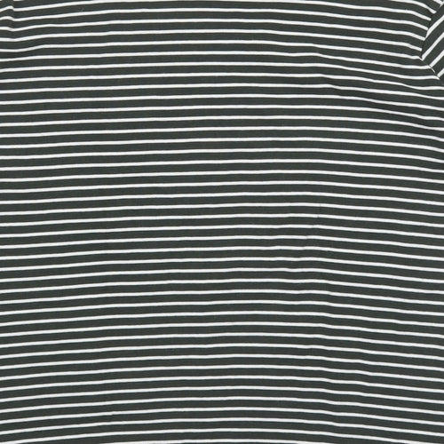 Yessica Womens Green Striped 100% Cotton Basic T-Shirt Size XL Round Neck