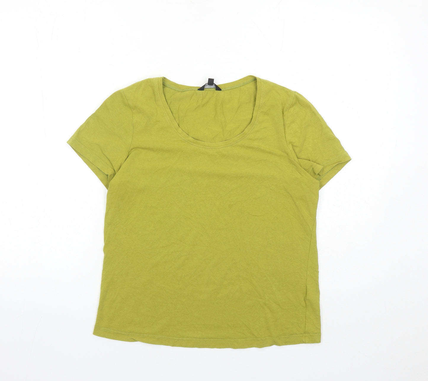 Hobbs Womens Green Cotton Basic T-Shirt Size L Round Neck