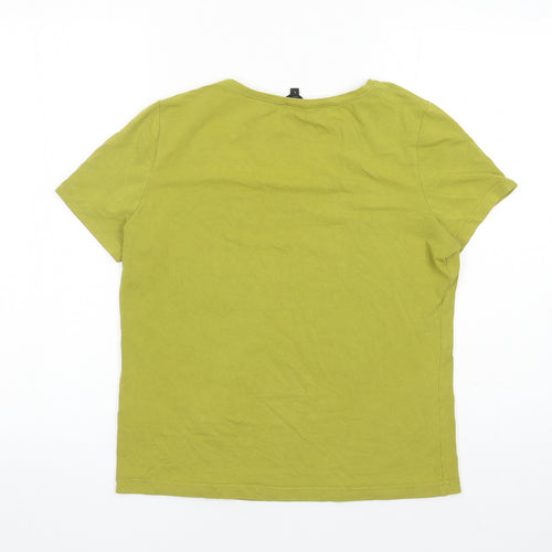 Hobbs Womens Green Cotton Basic T-Shirt Size L Round Neck
