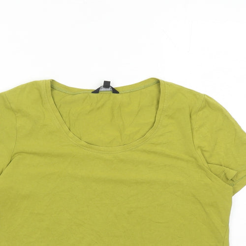 Hobbs Womens Green Cotton Basic T-Shirt Size L Round Neck
