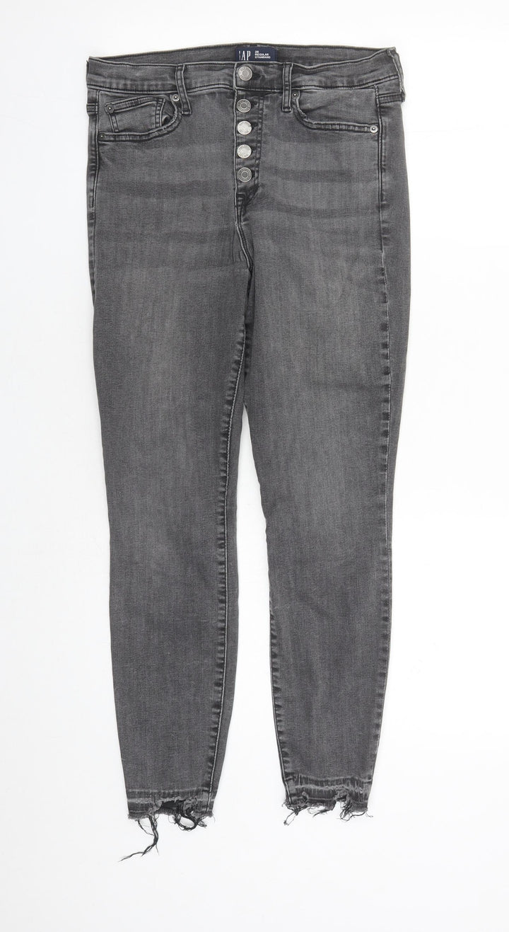 Gap Womens Grey Cotton Skinny Jeans Size 30 in L26 in Regular Button - Raw Hems