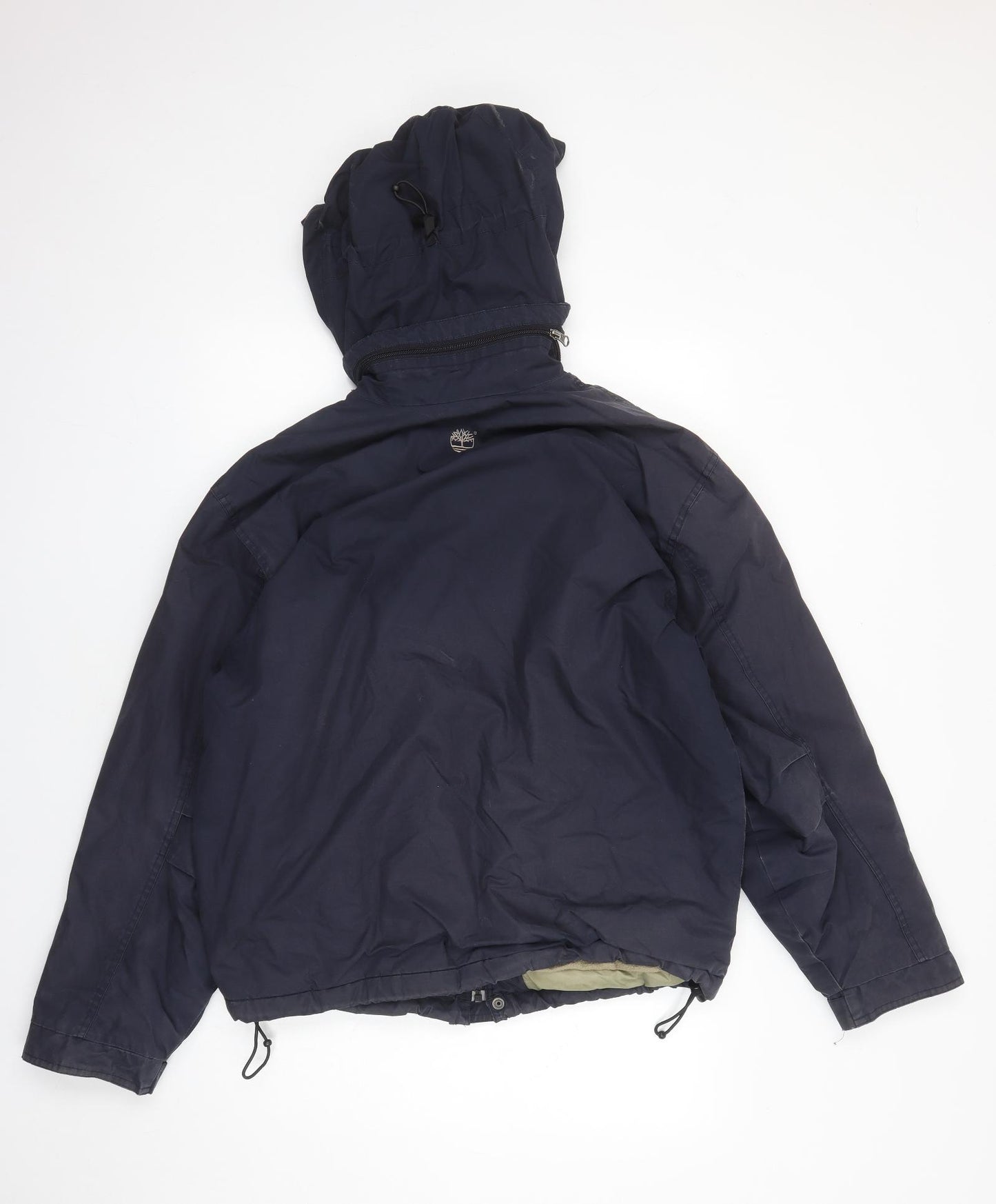 Timberland Mens Blue Windbreaker Coat Size M Zip - Detachable Hood Pockets