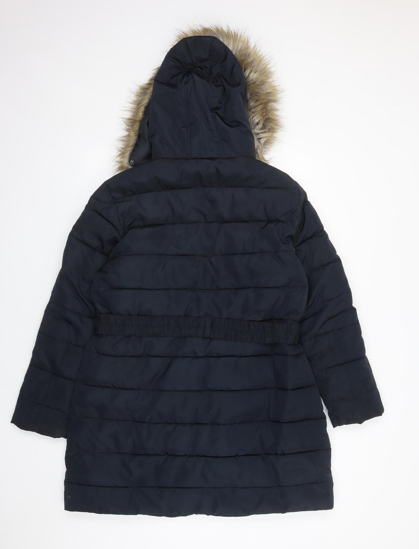 Dorothy Perkins Womens Blue Parka Coat Size 16 Zip - Detachable Hood Pockets Padded