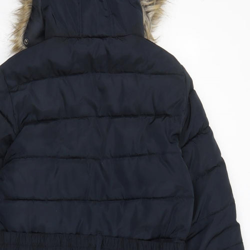 Dorothy Perkins Womens Blue Parka Coat Size 16 Zip - Detachable Hood Pockets Padded
