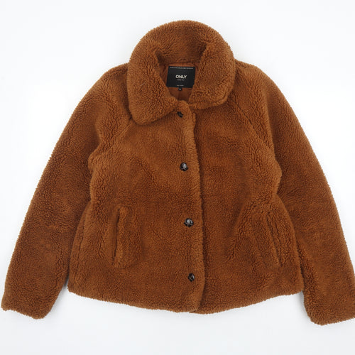 Only Womens Brown Jacket Size XL Button - Teddy Bear