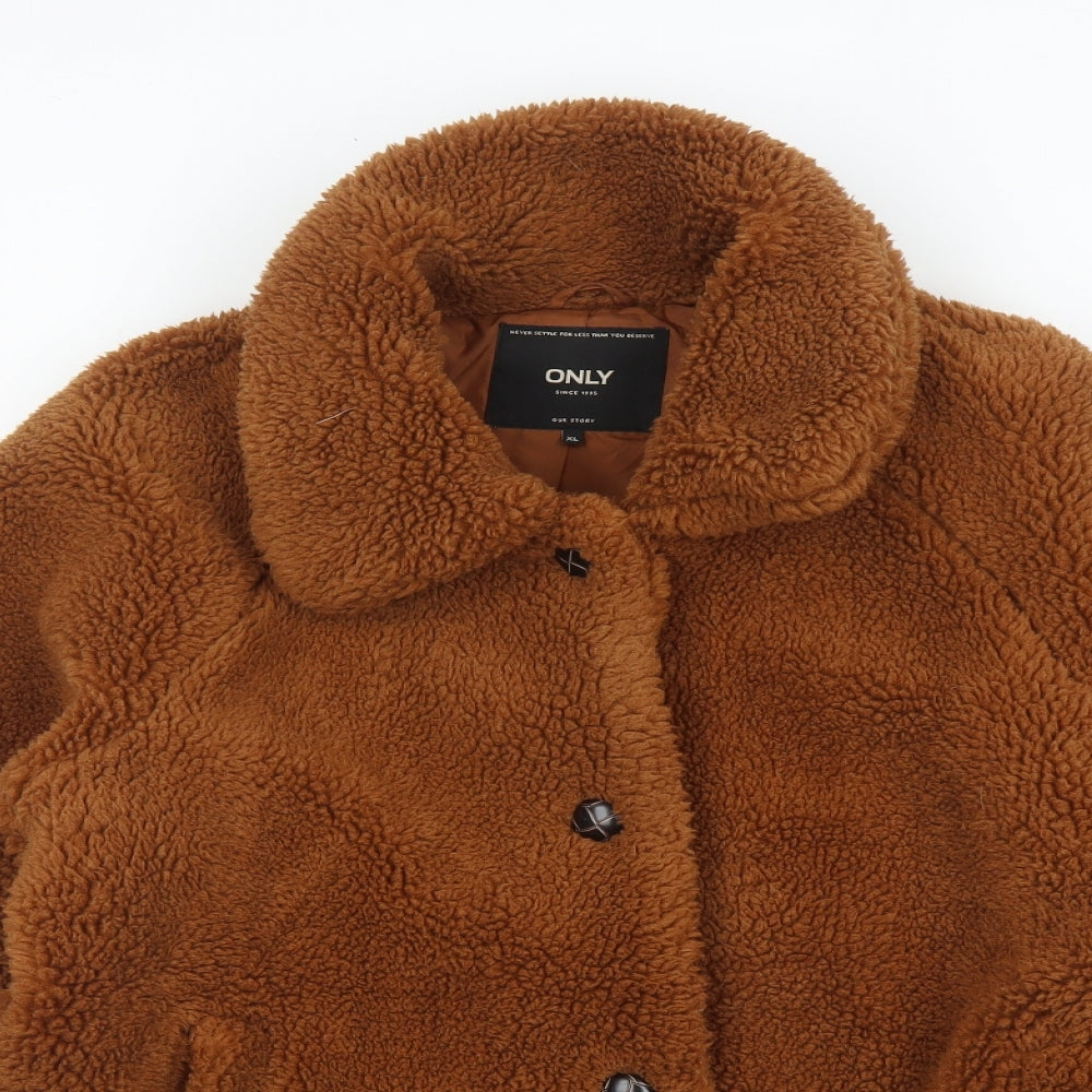 Only Womens Brown Jacket Size XL Button - Teddy Bear