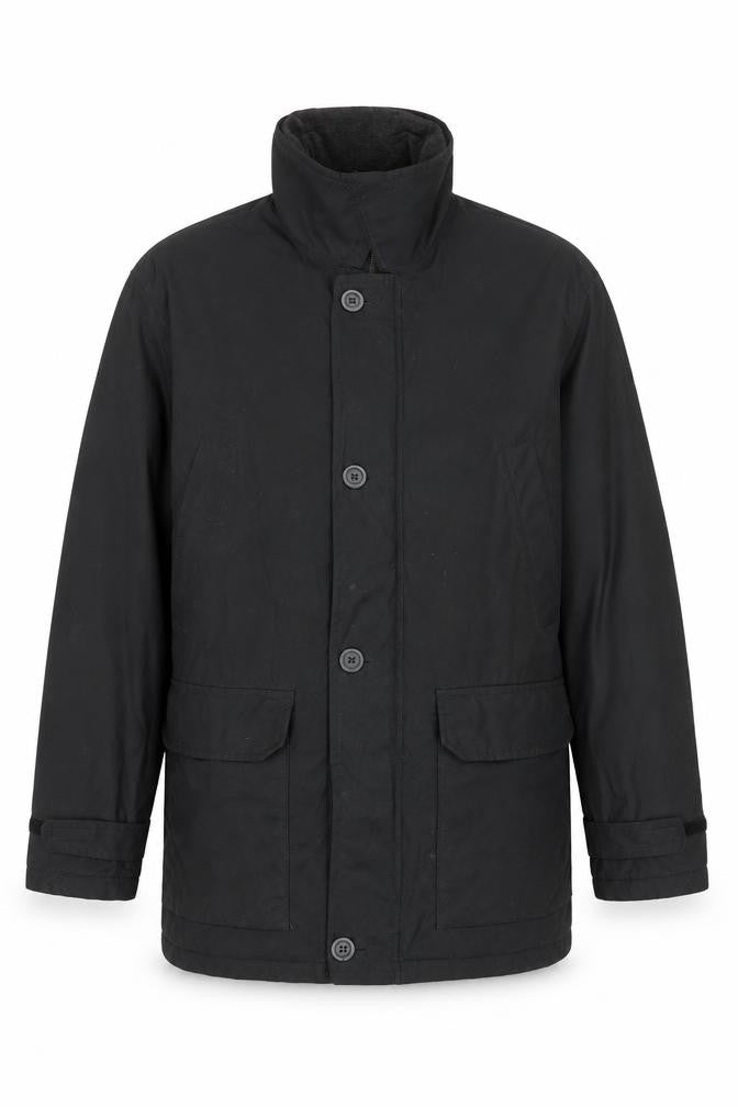 Front view of C&A men’s black jacket, size S, zip - pockets