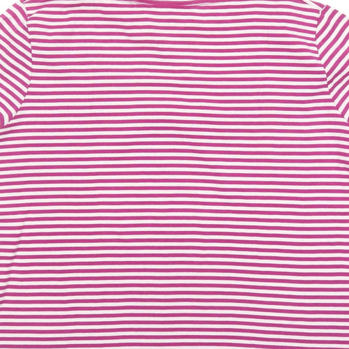 Bonmarché Womens Purple Striped 100% Cotton Basic T-Shirt Size 20 Square Neck