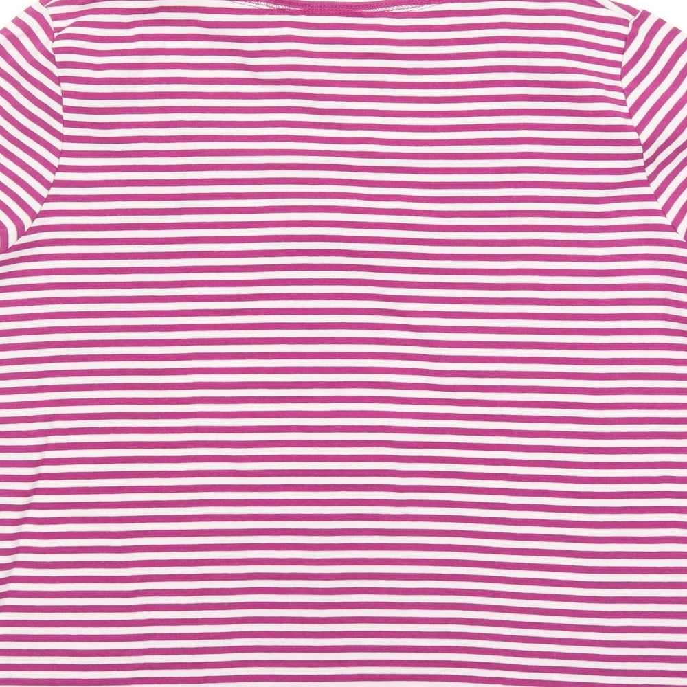 Bonmarché Womens Purple Striped 100% Cotton Basic T-Shirt Size 20 Square Neck