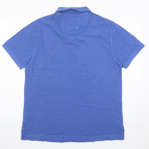 Marks and Spencer Mens Blue Cotton Polo Size L Collared Button