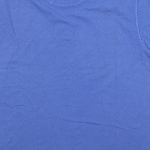Marks and Spencer Mens Blue Cotton Polo Size L Collared Button
