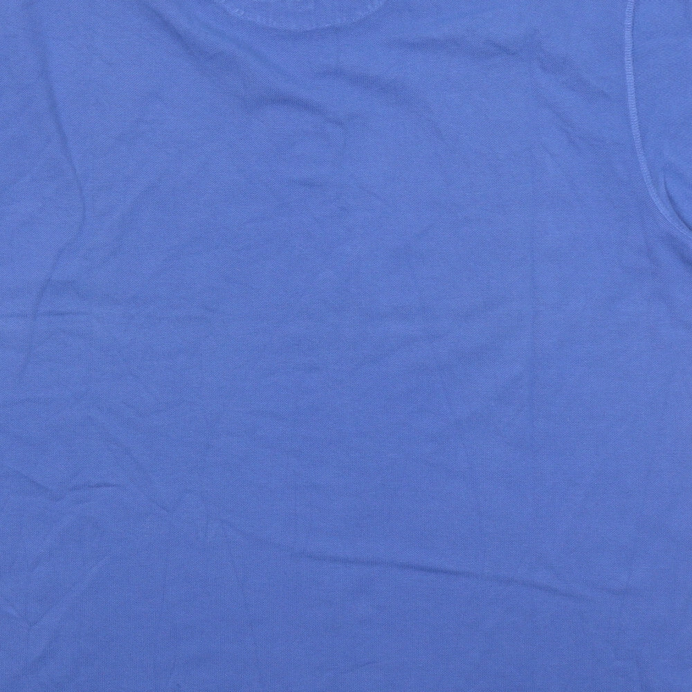 Marks and Spencer Mens Blue Cotton Polo Size L Collared Button