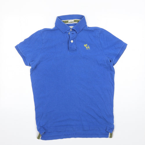 Abercrombie & Fitch Mens Blue Cotton Polo Size L Collared Button - Muscle Fit
