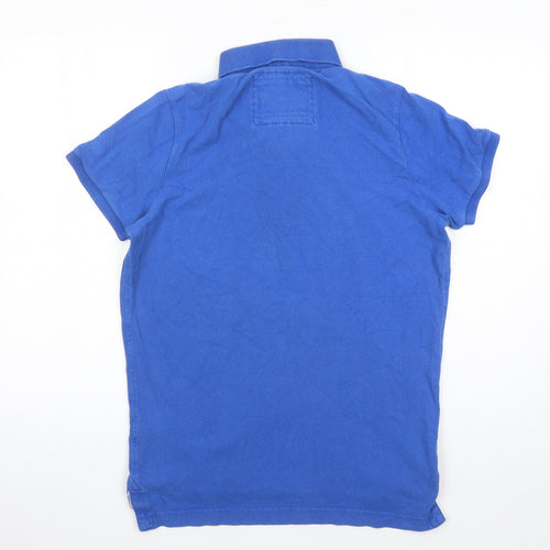 Abercrombie & Fitch Mens Blue Cotton Polo Size L Collared Button - Muscle Fit