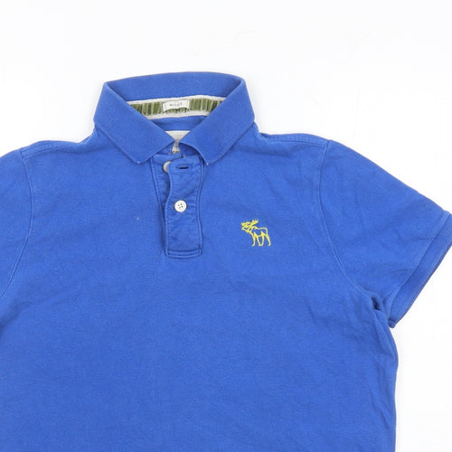 Abercrombie & Fitch Mens Blue Cotton Polo Size L Collared Button - Muscle Fit