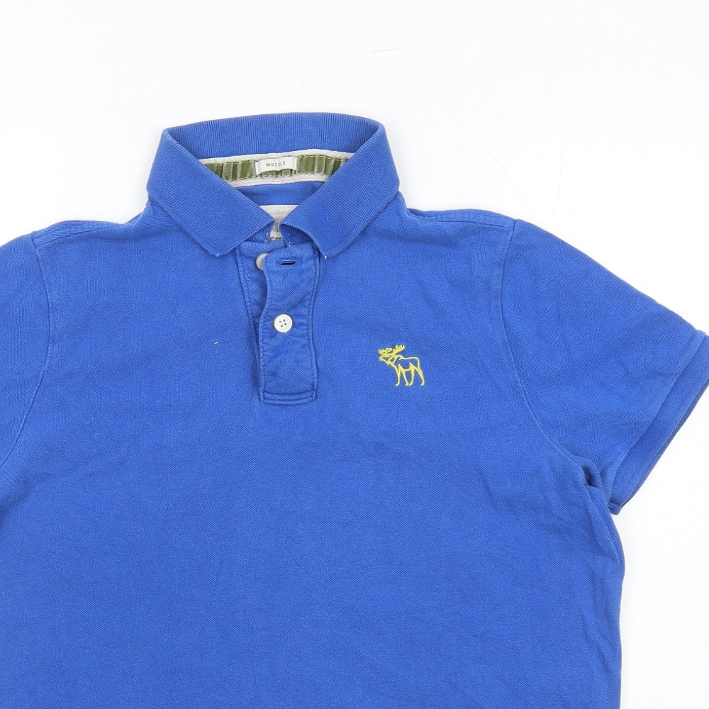 Abercrombie & Fitch Mens Blue Cotton Polo Size L Collared Button - Muscle Fit