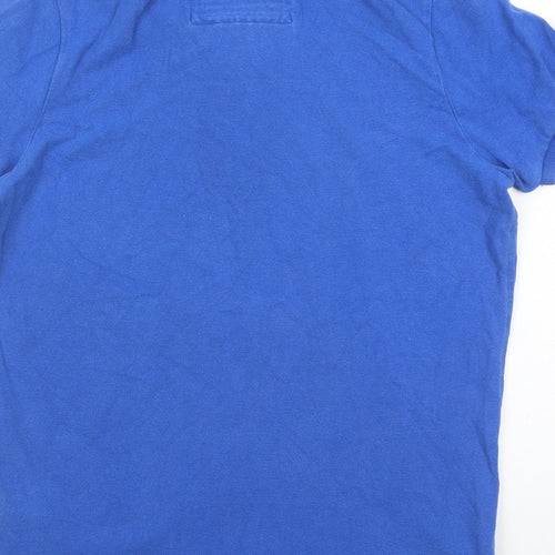 Abercrombie & Fitch Mens Blue Cotton Polo Size L Collared Button - Muscle Fit